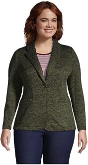 Lands' End Womens Sweater Fleece Blazer 
