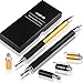 MEKO 3-in-1 Precision Series Disc Stylus Pen, 6-Inch (2 Piece) with 4 Pieces Disc, 2 Pieces Fiber Tip and 2 Pieces Refill Ink - Black/Gold