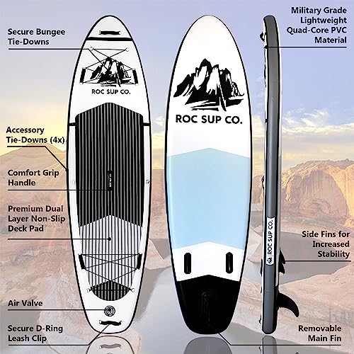 Roc Inflatable Stand Up Paddle Boards with Kayak Seat and Premium SUP