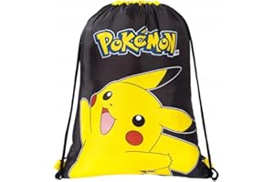 Pokemon Pikachu Gym Bag for Children 42 x 32 cm Sports Bag with Drawstring Sports Bag Shoe Bag Boys Girls with Name Plate for