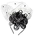 Coolwife Fascinator Hats Pillbox Hat British Bowler Hat Flower Veil Wedding Hat Tea Party Hat (B Black)