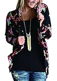 AMiERY Women's Floral Kimono Boyfriend Cardigan Open Front Fall Sweaters S-XXL