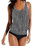 Crazycatz@Women Two Piece Blouson Sporty Tankini Set Plus size Swimwear