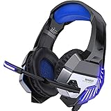 BENGOO K8 Gaming Headset for PS4, Xbox One, PC, Mac, Noise Cancelling Over Ear Headphones with Microphone, Bass Surround Stereo, LED Lights Game Headset for Laptop, Controller, Nintendo Switch Games