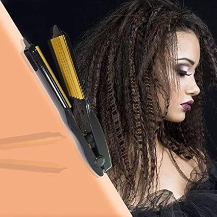 CNY Professional Electric Ceramic Corrugated Hair Crimper Curler Straightening Iron Wide Plates Waver Corn Hair Crimping Machine Flat Irons Styling Tools with Fast Warm-up (Purple)