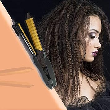 CNY Professional Electric Ceramic Corrugated Hair Crimper Curler Straightening Iron Wide Plates Waver Corn Hair Crimping Machine Flat Irons Styling Tools with Fast Warm-up (Purple)