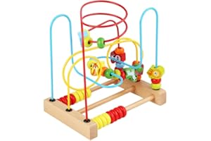 ifundom Fun Animal Bead Maze Wooden Puzzle for Interactive Abacus Roller and Shape Color Sorter