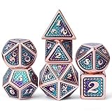 DNDND Metal D&D Dice Set,7 Pieces Dragon Scale