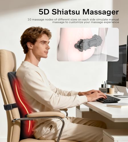 ALLJOY Shiatsu Neck Massager with Heat, 3D Back Massager Massage Cushion for Neck, Shoulders, Back, Legs, Gift for Mum, Dad, Women, Men