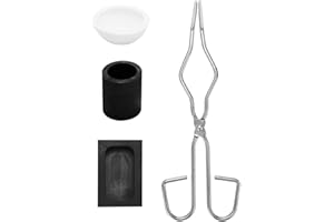 BASOTEEUO Graphite Crucible Set, 4 Pcs Ingot Mold Set, Graphite Torch Melting Casting Kit for Scrap Jewelry Metal gold-silver Melting Refining Forge