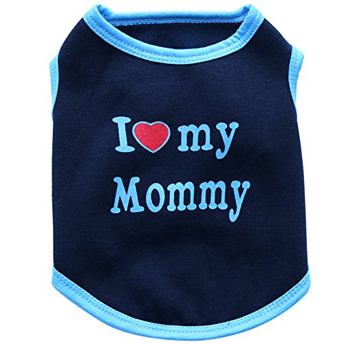 BBEART Pet Clothes, I love My Mommy Printed T-shirt Small Dogs Vest Warm Fleece Costume Cute Cats Puppy Harness Sleeveless Clothes Apparel For Autumn and Winter
