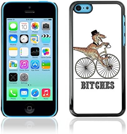 CASETOPIA / Gentleman Velociraptor Dinosaur Funny / Apple Iphone 5C / Black Hard Back Case Cover Shell Armor Protection