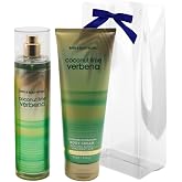 Bath &amp; Body Works COCONUT LIME VERBENA Fine Fragrance Mist &amp; Ultimate Hydration Body Cream 2-piece Gift Set with a Blue Bow for Holidays &ndash; Full Size