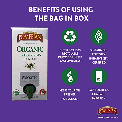 Pompeian USDA Organic Extra Virgin Olive Oil, First Cold Pressed, Smooth, Delicate Flavor