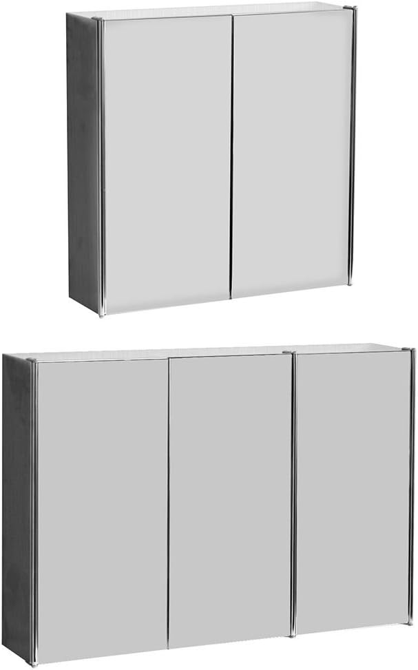 Bath Vida Tiano Triple-Mirror Bathroom Cabinet Wall-Mounted Stainless Steel Modern Storage Cupboard (No Assembly Required)