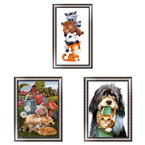 Chige DIY 5D Diamond Painting Kit, Cross Stitch Craft Kits Rhinestone Embroidery Wall Stickers Pasted Picture Drawing for Living Room Craft Home Wall Decor (Christian - 7) (Animal) - Thumbnail 3