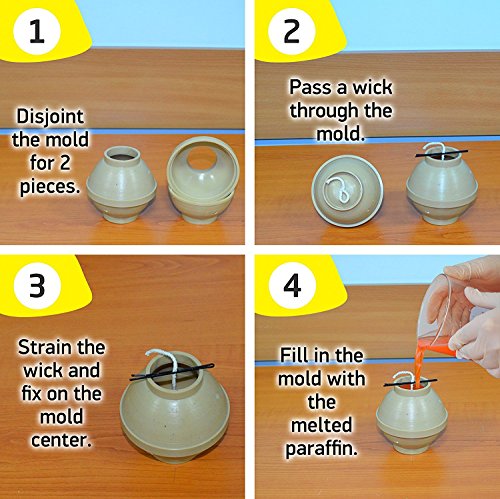 Candle Shop - Ball diameter: 3.1 in - Sphere - 30 ft. of wick included as a gift - Plastic candle molds for making candles