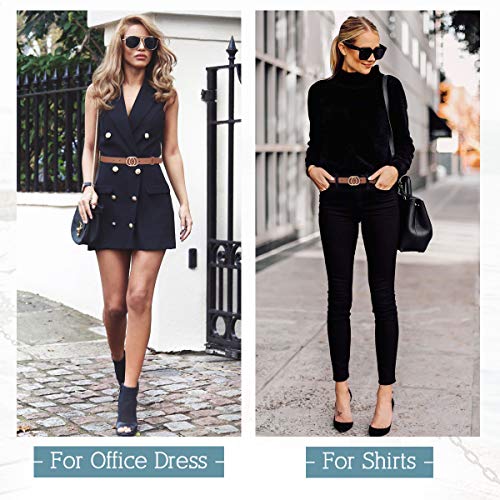 Fashion Designer Belts Women Skinny Brown Leather Belts For Jeans Dress Pants With Gold Double O Ring Buckle Brown Fit Pants Size 24 27 Inch Pricepulse