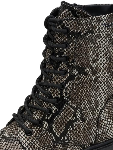 Damen Lace Boot Flat 1-25918-43, Botas Cortas al Tobillo Mujer, Negro Serpiente, 38 EU