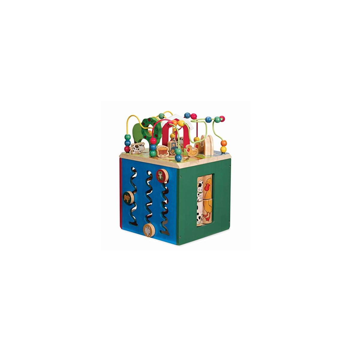 Battat â Wooden Activity Cube â Discover Farm Animals Activity Center for Kids 1 year 