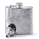 Perfect Pregame Mirrored Calico Pattern Hip Flask - Cool Stainless Steel Liquor Flask For Women and Men - Includes Funnel