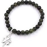 Irish Connemara Marble Stretch Bracelet with Shamrock