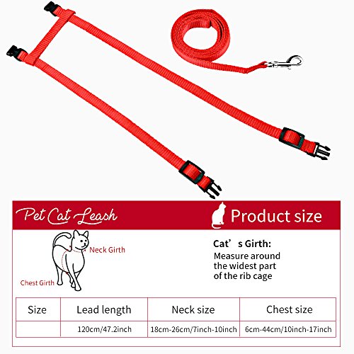 image for ONSON Cat Harness, Adjustable Harness Nylon Strap Collar with Leash, C