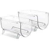 Heshebuy 2 Pack Bottle Rack, Fridge Organizer Bottle Rack, Stackable Wine Rack Plastic Bottle Holder (2)