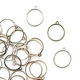 JETEHO 30pcs 3 Colors 25mm Round Open Back Bezel Pendant for Pressed Flower, Resin, Polymer - Zinc Alloy Open Back Frame with 1 Loop, Rose Gold&Silver&Bronze