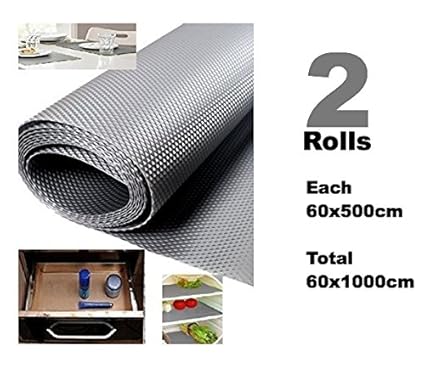 Bulfyss Multi-purpose Textured Strong Anti-Slip EVA Mat (Grey, 60x1000 cm) - Set of 2