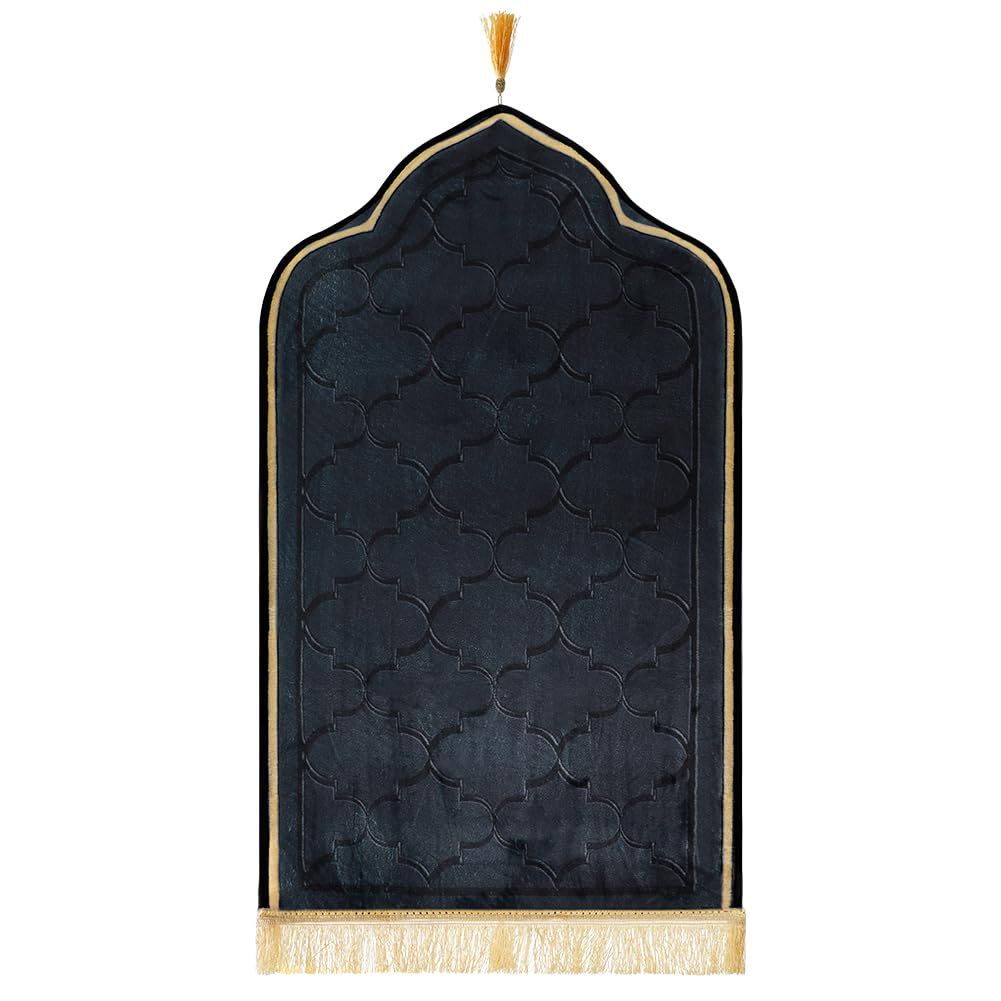 haozaikeji Velvet Prayer Mat Irregular Arch-shaped Muslim Prayer Mat Rug with Tassels Soft Turkish Rug Padded Cushion Great Ramadan Gifts for Women and Men 2 Size