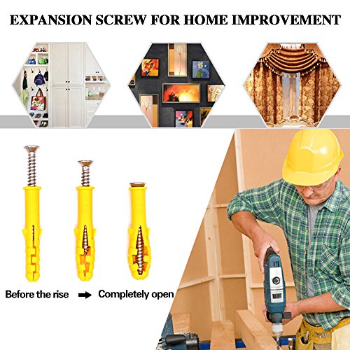 Glarks 220Pieces Plastic Self Drilling Drywall Ribbed Anchors HollowWall Anchor with Screws