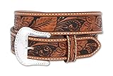 Tony Lama C40064 Men's Floral Tooled Leather Belt Reg And Big