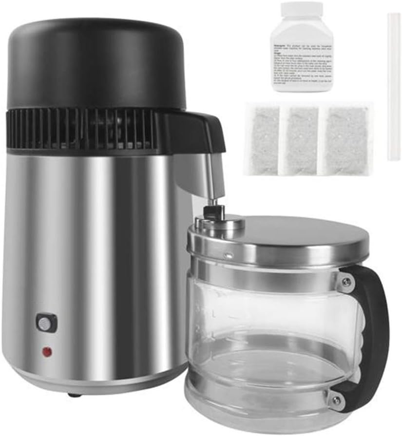 FAFAFA Stainless Steel Water Distiller with Glass Collection Jug 4L Distilled Water Making Machine, Purifier to Make Clean Water for Dental Laboratory Multifunction Distilled,240V