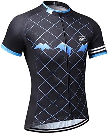 VLIDR Outdoor Sports Men's Short Sleeve Cycling Jersey Quick Dry Biking Bike Shirt Size 3XL Black-Blue