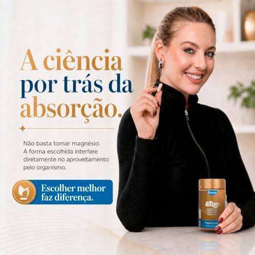 Kit 360 cápsulas Magnésio Quelato 4 em 1. Dimalato + Bisglicinato + Citrato + Taurato + Vitamina D3