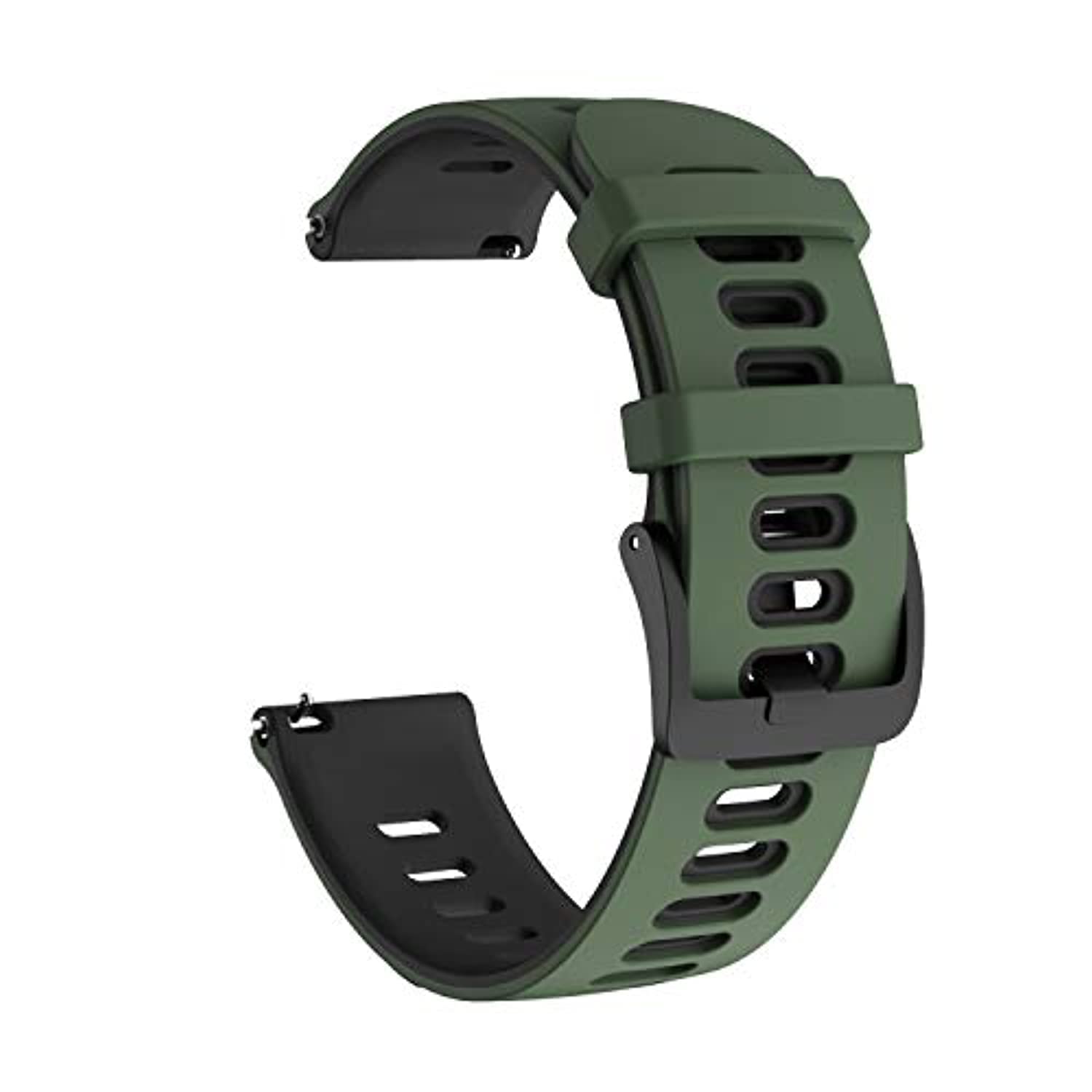 Fleshy Leaf Compatible with Garmin Vivoactive 3 Bands, 20mm Quick Release Silicone Watch Bands Replacement for Vivoactive 3 / Forerunner 645 / Forerunner 245 Smartwatches (Olive Green-Black)