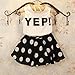 FEITONG Girls Letter Vest Dot Skirt Two Pieces Set Clothes Children Skirt Suit (Age:6-7Y)