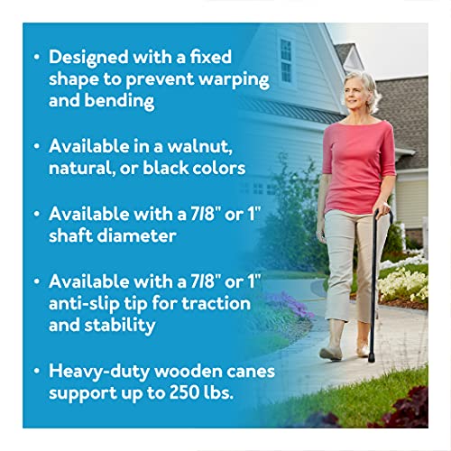 Carex Solid Wood Walking Cane Wooden Canes for Men & Women with 250 lb Weight Capacity 36