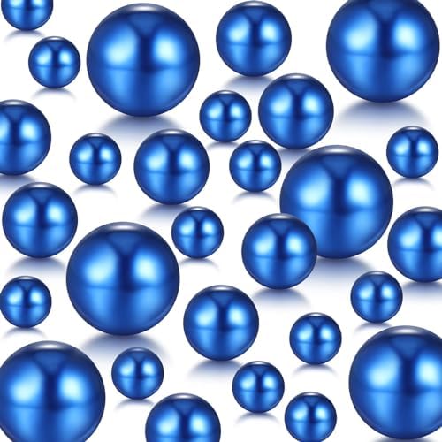 FENGCHUANG 150 Pcs Vase Filler 8/14/20mm Ivory No Hole Faux Pearl Beads Blue for Vase Filling Decorations, Candle Centerpieces, Wedding Centerpieces, Home Party Decor