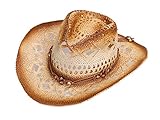 Toppers Mens Womens Sun Hat Wide Brim Woven Western