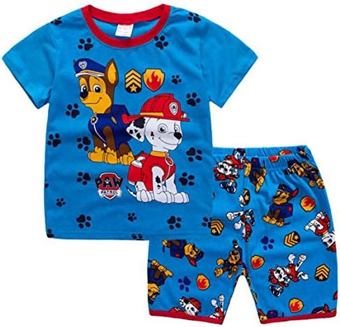 LLS Girls Paw Patrol Shorts Pajamas Sets 100% Cotton Sleepwear Toddler PJS (Blue, 5y)
