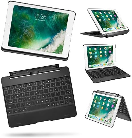 ipad 9.7 Keyboard Case, 7 color backlight bluetooth keyboard for new ipad,wireless stand keyboard cover ，case ipad 9.7detachable keyboard smart automatic sleep/weak for iPad Pro 9.7 (Black)