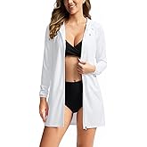 Women's UPF 50+ Swim Cover Up Sun Protection Hoodie Long Jacket SPF Lightweight Beach Cover Ups for Women