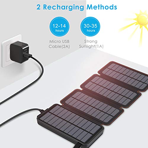 SOARAISE Solar Charger 25000mAh Power Bank with 4 Solar Panels Waterproof Portable Phone Charger Battery Pack with 2 USB Outputs for iPhone, iPad, Samsung and Outdoor Camping - Thumbnail 7