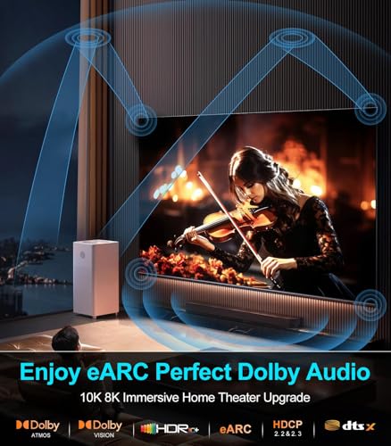 Sniokco 10K 8K 4K HDMI 2.1 Cable 2M, Certified 48Gbps Ultra High Speed HDMI® Cable 0.01ms 4K 240Hz 165Hz 120Hz 8K 60Hz eARC Netflix HDCP 2.3 2.2 DTS:X HDR10+ TV Monitor Projector Roku Sky-Q PS5 X-box