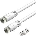 Coaxial Cable, 3ft White Coax Cable RG6 F Male to Male Connector Cord 75 Ohm with Coax Female to Female Coupler Adapter UIInosoo for AV, Cable TV, Antenna and Satellite