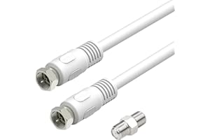 Short Coaxial Cable, 1ft White Coax Cable 0.3m RG6 F Male to Male Connector Cord 75 Ohm with Coax Female to Female Coupler Ad