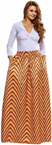 Budding Joy Women's High Waisted Floral Print Maxi Skirts A Line Long Skirts With Pocket (Medium, Floral-8)