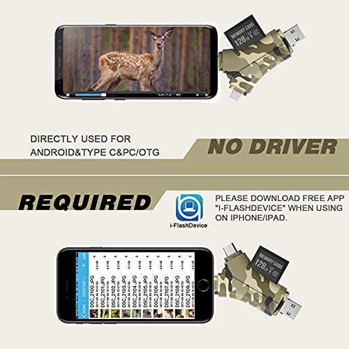 Trail Camera Viewer SD Card Reader 4 in 1 SD and Micro SD Memory Card